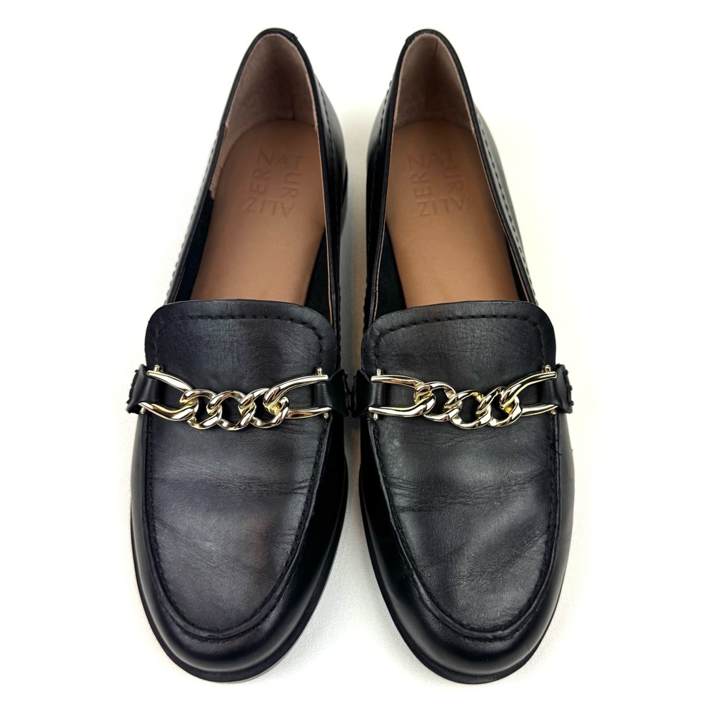 Naturalizer Loafers Sawyer Chain Horse Bit Slip On Flats Black Leather Size 7